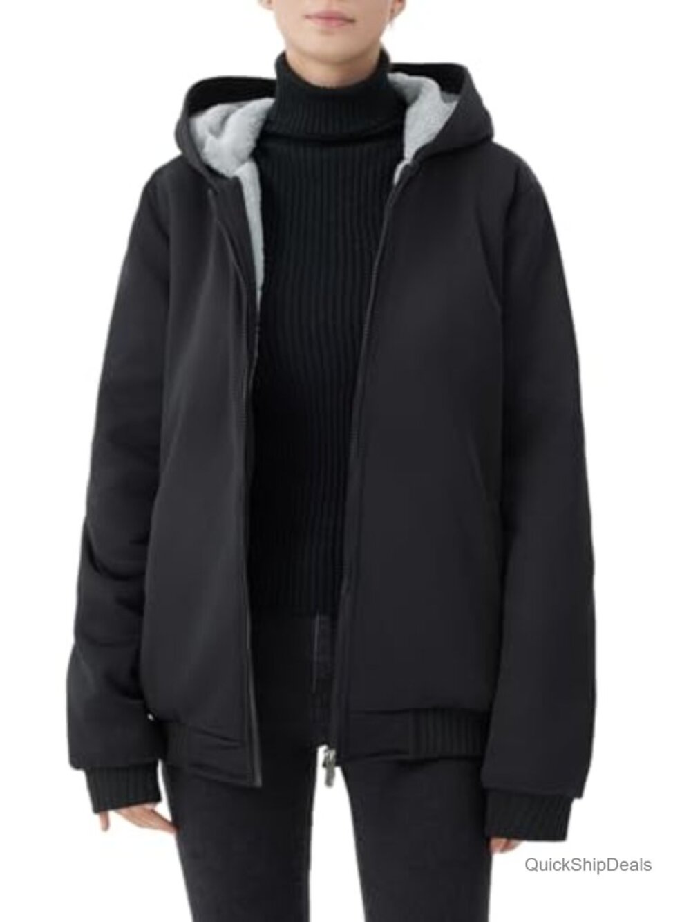 Women's Fleece Sherpa Lined Hooded Winter Coat Thicken Warm Full Zip Jacket